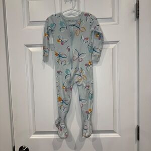 Carters Girls Size 24 Months Butterfly Footed Pajamas Sleep and Play Zip Up